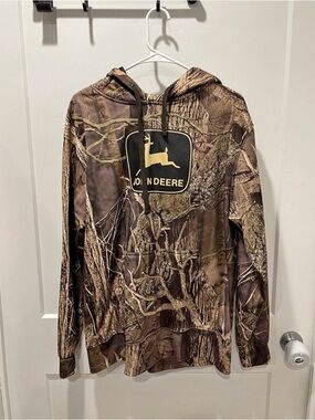 John Deere White Fleece-Lined Hoodie Interior View